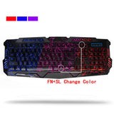 Max 3 Colors Backlit Gaming Keyboard with Fire Cracks Pattern Black With Fire Cracks