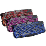 Max 3 Colors Backlit Gaming Keyboard with Fire Cracks Pattern Black With Fire Cracks