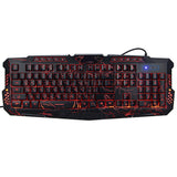 Max 3 Colors Backlit Gaming Keyboard with Fire Cracks Pattern Black With Fire Cracks