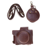 Max PU Leather Camera Case Protective Cover for Canon G1 X Mark III (Coffee)
