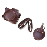 Max PU Leather Camera Case Protective Cover for Canon G1 X Mark III (Coffee)