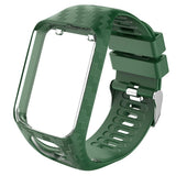 Maxbell Soft Silicone Watch Strap Wristband Screen Protector For TomTom Army Green