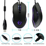 Max 7 Buttons Wired Gaming Mouse With Wolf Patten Colorful Breathing Lights