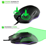 Max 7 Buttons Wired Gaming Mouse With Wolf Patten Colorful Breathing Lights