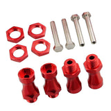 Max 4Pcs 12mm Wheel Hex Hub 25mm Extension Adapter for HSP RC Car Upgrade red