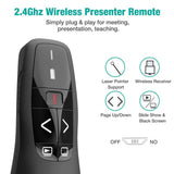 Maxbell 2.4Ghz USB R400 Wireless Presenter Red Laser Pointer PPT Remote Control