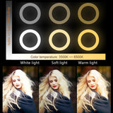 Max 6inch Dimmable Desktop LED Ring Light Video Fill Light Stand Lamp