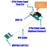 Max NGFF (M.2)  Key A/E  to PCI-E X1 Adapter Riser Card with USB 2.0 Port