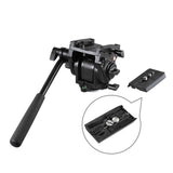 Max Video Tripod Fluid Drag Pan Head + Sliding Plate for DSLR Camera Camcorder
