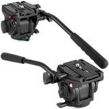 Max Video Tripod Fluid Drag Pan Head + Sliding Plate for DSLR Camera Camcorder