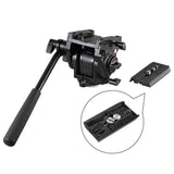 Max Video Tripod Fluid Drag Pan Head + Sliding Plate for DSLR Camera Camcorder