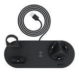 Max 3 in 1 Wireless Mobile Phone Watch Earphone Fast Charging Station Base Black