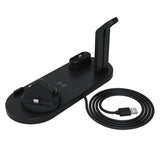 Max 3 in 1 Wireless Mobile Phone Watch Earphone Fast Charging Station Base Black