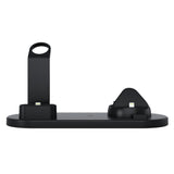 Max 3 in 1 Wireless Mobile Phone Watch Earphone Fast Charging Station Base Black