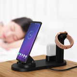 Max 3 in 1 Wireless Mobile Phone Watch Earphone Fast Charging Station Base Black