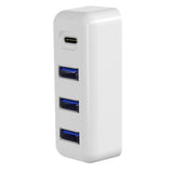 Max White - 3 Port HUB Splitter Power USB Type C Adapter Dock for Laptop