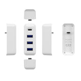 Max White - 3 Port HUB Splitter Power USB Type C Adapter Dock for Laptop