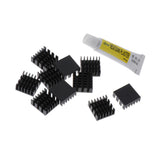 Max 10 Aluminum Radiators Heat Sinks 14x14x6mm + 5g Thermal Conductive Glue
