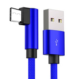Max 90 Degree Fast Charging Type C USB Fast Data Sync Charger Cable 1.2m Blue