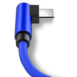 Max 90 Degree Fast Charging Type C USB Fast Data Sync Charger Cable 1.2m Blue