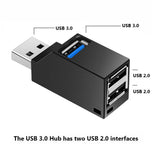 Max Mini 3 Port USB 3.0 Rotating Splitter Adapter Hub For PC Laptop Notebook