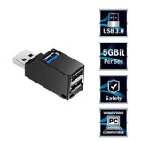 Max Mini 3 Port USB 3.0 Rotating Splitter Adapter Hub For PC Laptop Notebook