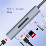 Max Type C Docking Station USB C to 4K HDMI VGA USB3.0 TF SD Audio Adapter Gray