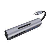 Max Type C Docking Station USB C to 4K HDMI VGA USB3.0 TF SD Audio Adapter Gray