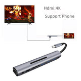 Max Type C Docking Station USB C to 4K HDMI VGA USB3.0 TF SD Audio Adapter Gray