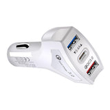 Maxbell QC3.0 Universal Dual Port LED USB Smart Car Quick Charge Adapter White