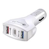 Maxbell QC3.0 Universal Dual Port LED USB Smart Car Quick Charge Adapter White