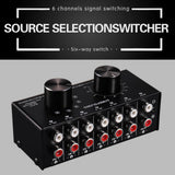Max 6 Input 1 Output Audio Signal Source Selection Selector Switcher Splitter