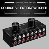 Max 6 Input 2 Output Stereo Audio Signal Selection Speaker Switcher RCA Port
