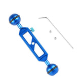 Max Camera Diving Ultra Light Carbon Fiber Double Ball Head Lamp Arm 1" inch Blue