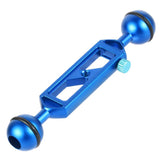 Max Camera Diving Ultra Light Carbon Fiber Double Ball Head Lamp Arm 1" inch Blue