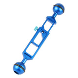 Max Camera Diving Ultra Light Carbon Fiber Double Ball Head Lamp Arm 1" inch Blue