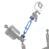 Max Camera Diving Ultra Light Carbon Fiber Double Ball Head Lamp Arm 1" inch Blue