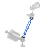 Max Camera Diving Ultra Light Carbon Fiber Double Ball Head Lamp Arm 1" inch Blue
