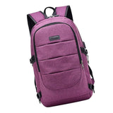 Max Maxb Anti-theft USB Charging Backpack Laptop Notebook Travel School Bag Purple