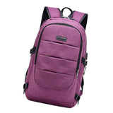 Max Maxb Anti-theft USB Charging Backpack Laptop Notebook Travel School Bag Purple