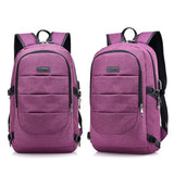 Max Maxb Anti-theft USB Charging Backpack Laptop Notebook Travel School Bag Purple
