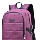 Max Maxb Anti-theft USB Charging Backpack Laptop Notebook Travel School Bag Purple