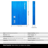 Maxbell Blue High Speed USB 3.0 Mobile HDD Portable External Hard Disk Driver 500GB