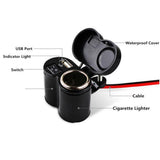 Maxbell 12V Car Motorcycle Waterproof Cigarette Lighter USB Power Outlet Electrical