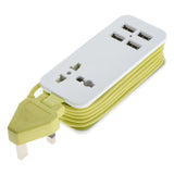 Maxbell UK Plug Extension Socket Outlet Hub Travel Power Strip 5-Ports with 4 USB