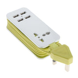 Maxbell UK Plug Extension Socket Outlet Hub Travel Power Strip 5-Ports with 4 USB