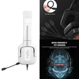 Maxbell Gaming Headset with Noise Reduction Detachable Mic Adjustable for PC White