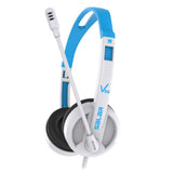 Maxbell Kids Wired Headphones Over-ear Headset Gift for Children White+Blue
