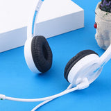 Maxbell Kids Wired Headphones Over-ear Headset Gift for Children White+Blue