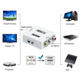 Maxbell 1080P CVBS to HDMI Video Converter Box with USB Cable for HD TV Projector Black
